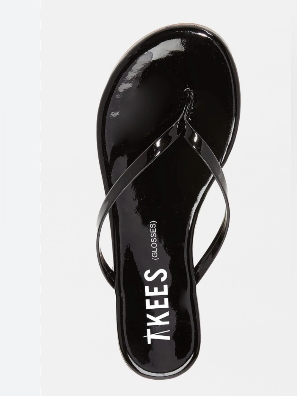 TKEES Black Gloss Patent Thong Sandals